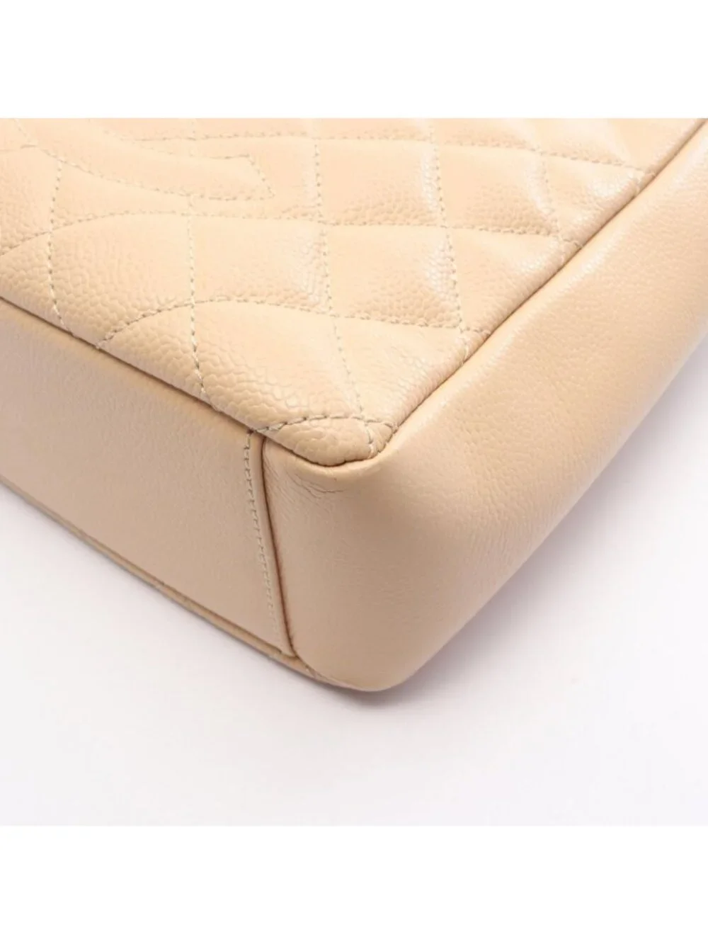 Chanel Tote Quilted Petite Shopping PST Beige Caviar Leather Chain